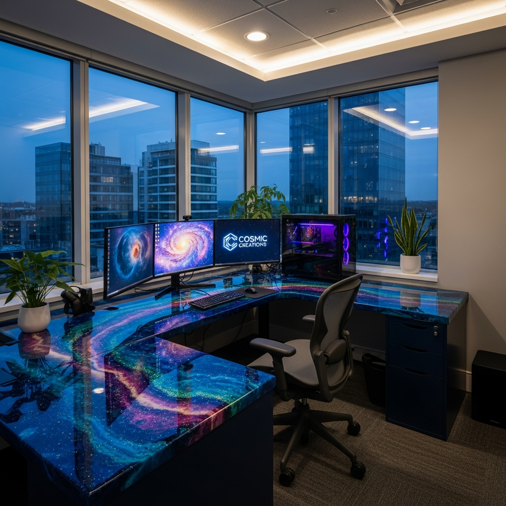 A custom cosmic creation in an office space